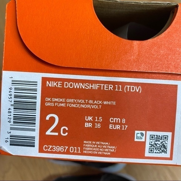 Nike Downshifter 11 Sneakers NEW Gray Green Baby Sz 2 Lace and Strap - Picture 5 of 8